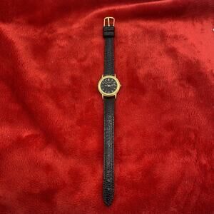 Vintage Pulsar Watch Women 24mm Gold Tone V501-X058 Leather Band Needs Battery